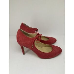Ivanka Trump Women's Suede Round Toe‎ Lace Up Stiletto Jeanne Dress Pump Red